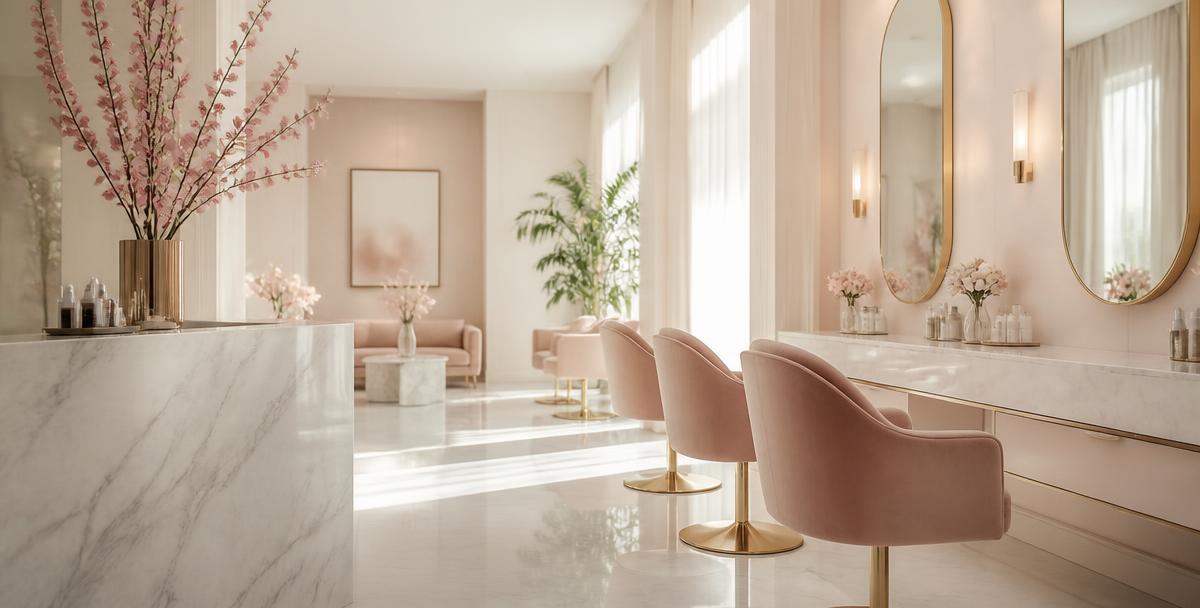 Soft focus interior of our luxury beauty salon